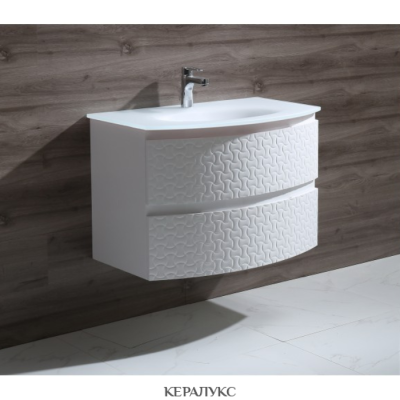 ПВЦ мебел за баня ICP 8055W със стъклена мивка