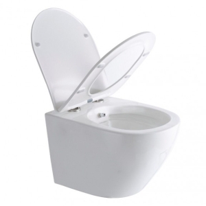 Стенна тоалетна чиния с БИДЕ ICC 3755W BIDET,  RIMLESS, ултратънка седалка