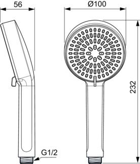 Ръчен душ Idealrain ALU+, 100 mm, 2-функционален