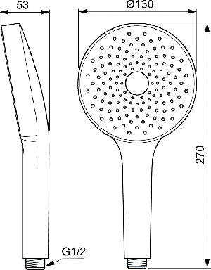 Ръчен душ Idealrain Solos, 130 mm, 1-функционален