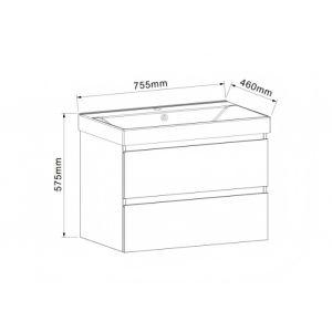 Мебел за баня ПВЦ AKADIA-75 6038-75W